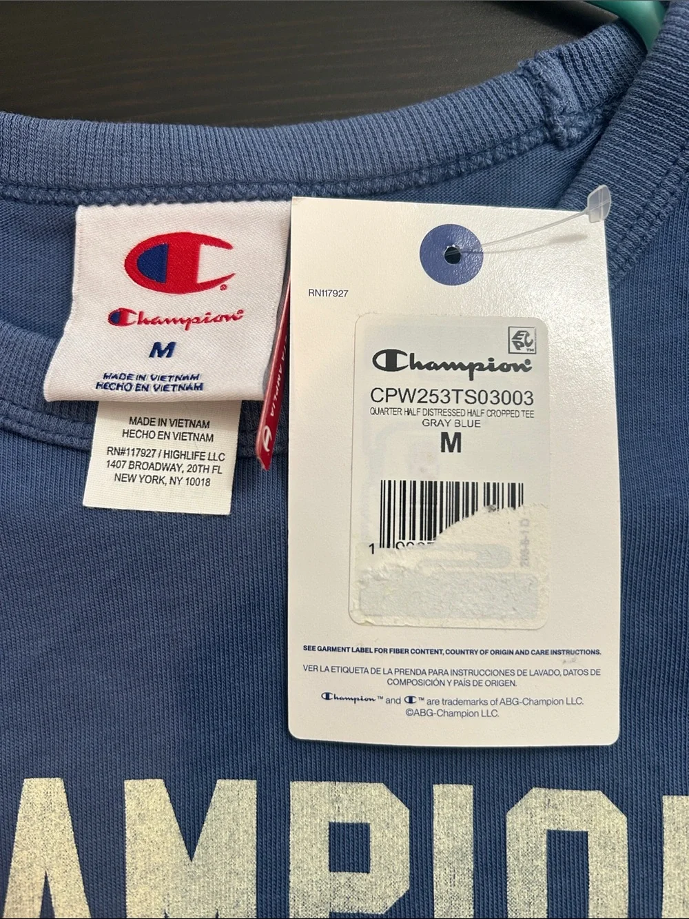 Champion Blue Graphic Number 19 Tee with Red Stripe Accents - Picture 2 of 3